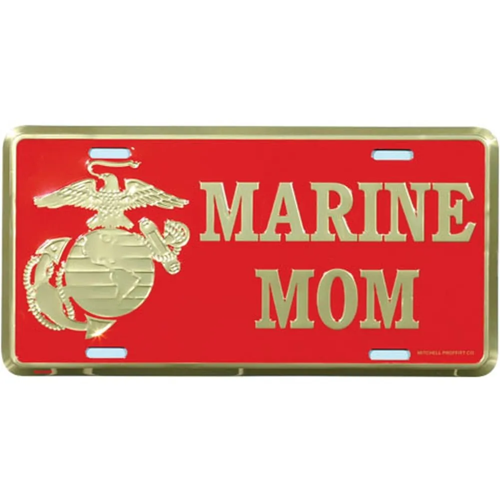 US Marine Mom License Plate - Heavy Gauge Aluminum, Embossed Design