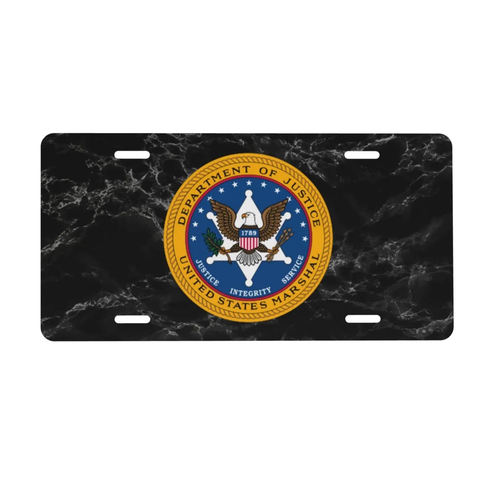 US Marshals Service Aluminum Stainless License Plate 6x12 - Lightweight, Waterproof, Easy Install