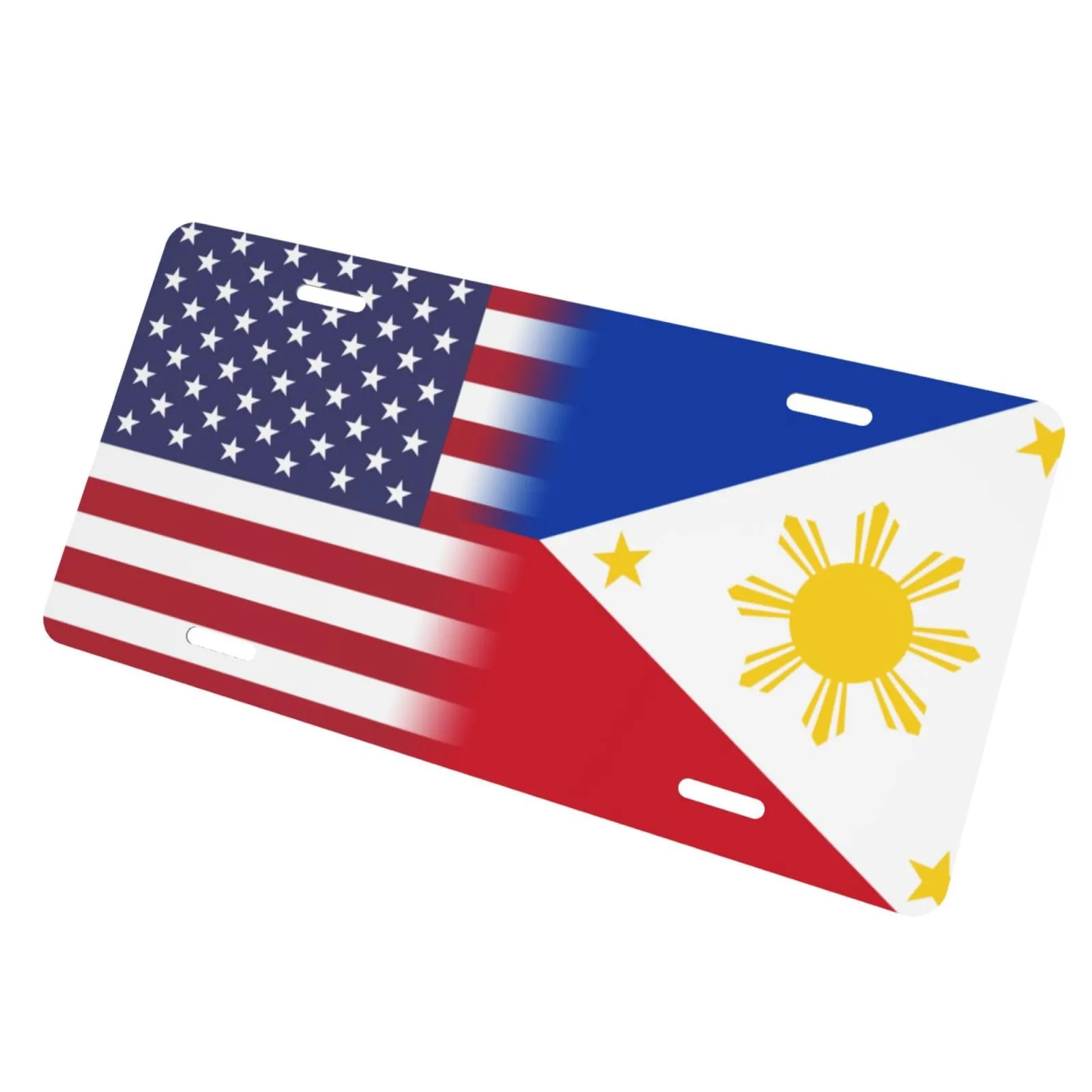 US Philippines America Flag 6X12 Inch Durable License Plate Cover, Weather-Resistant, Universal Fit