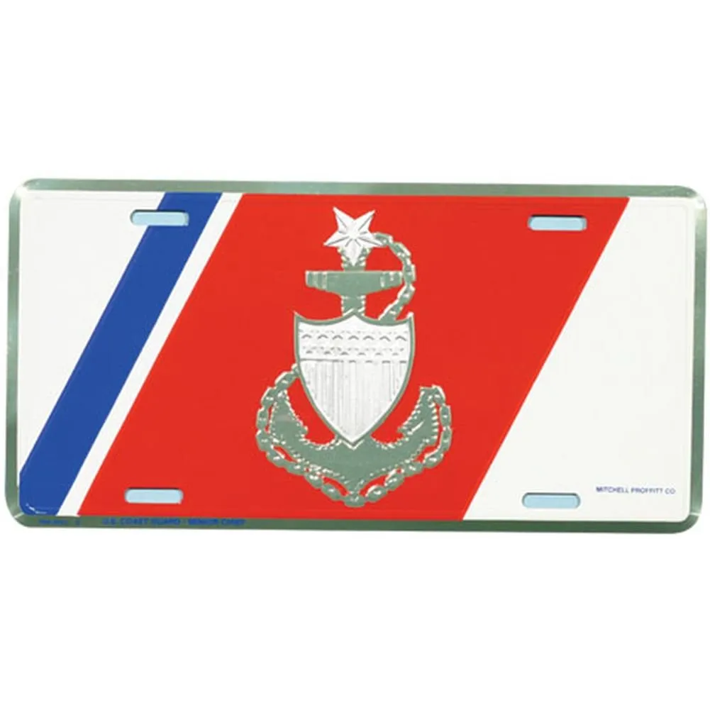 USCG Senior Chief License Plate - Heavy Gauge Aluminum, Embossed Design