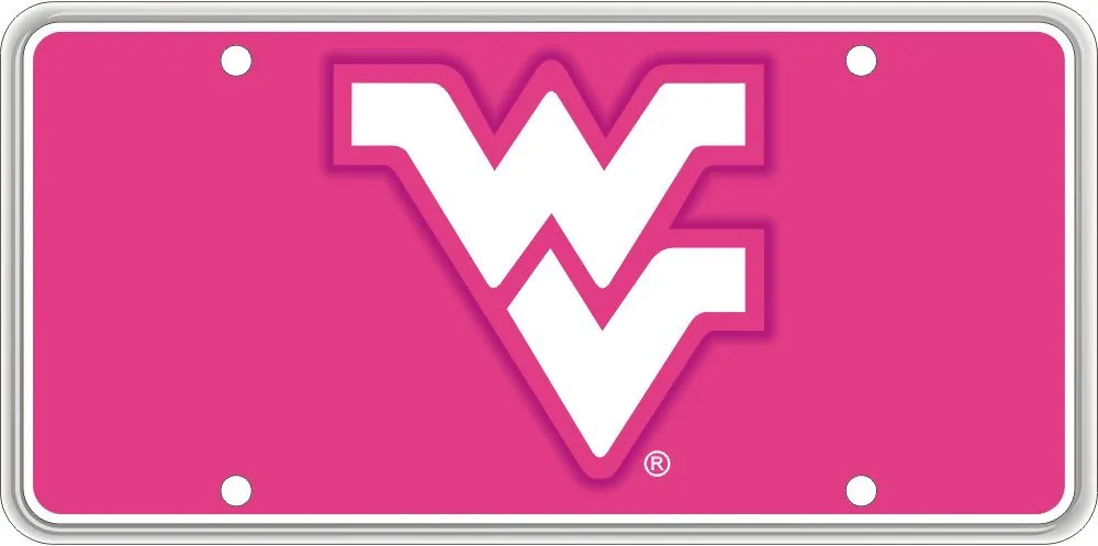 WVU Hot Pink License Plate - Premium Reflective Aluminum, Officially Licensed College Souvenir