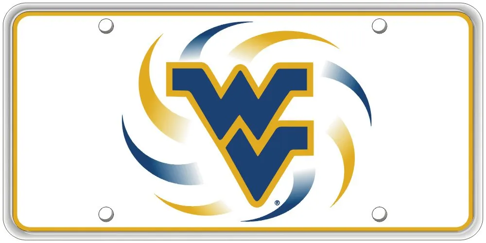 WVU Pinwheel License Plate - Premium Reflective Aluminum, Officially Licensed Mountaineer Souvenir